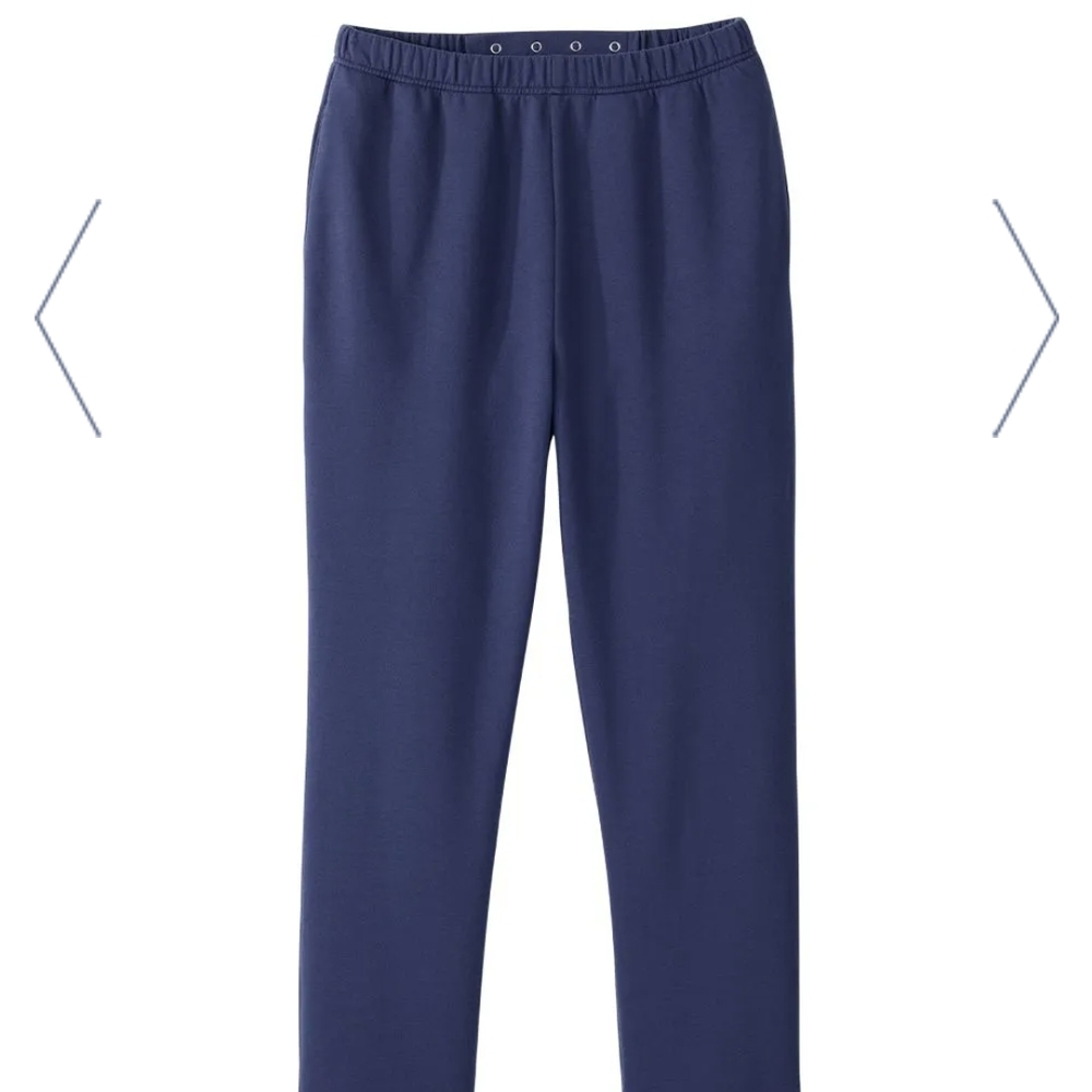 Men's Navy Blue Assisted Dressing Fleece Pants for wheelchair